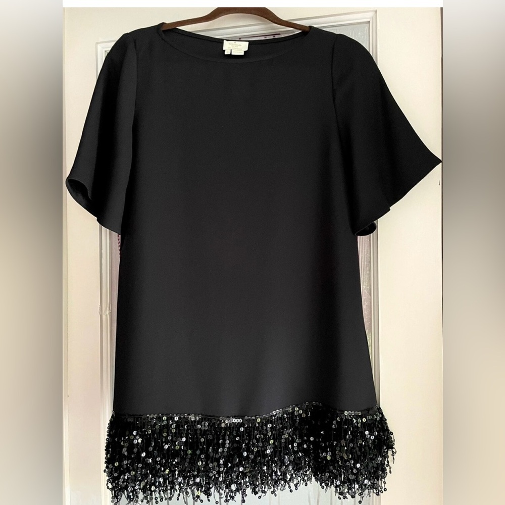 Kate Spade Black Mini Dress with Sequin Fringe - Picture 7 of 16